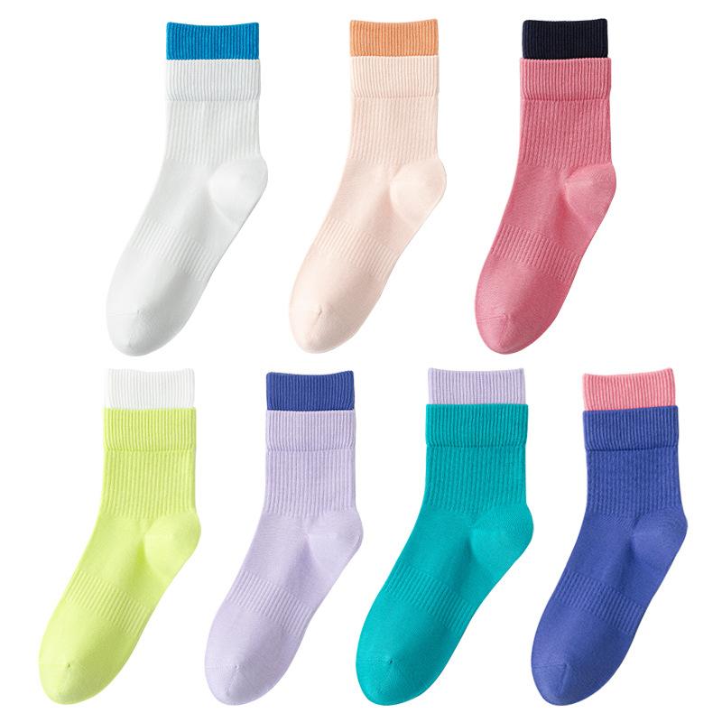 Pure Cotton Socks - Children's Mid-length Socks, Sweat-absorbent, Odor-resistant, Anti-tear, Multi-color Dopamine Sports Socks