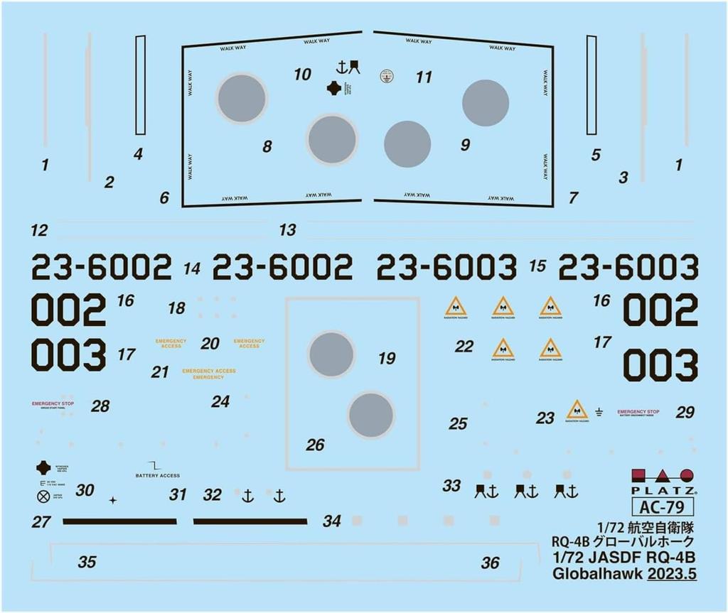 PLATZ Japan Air Force Global Hawk Unmanned Reconnaissance Misawa Air Base Reconnaissance with 1/72 Self-Defense RQ-4B Aircraft, Squadron, Photo-etched