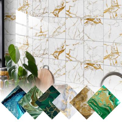 10 teile/beutel Selbst-adhesive Marmor Muster Wand Aufkleber Hause Dekoration Kristall Film Wasserdichte PVC Küche Wand Aufkleber DIY