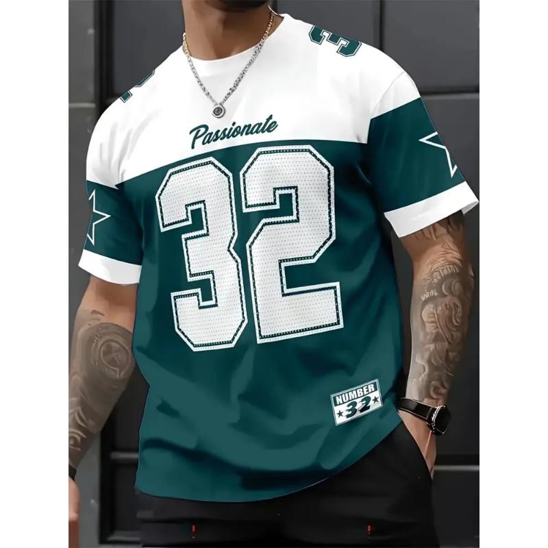Fashion Men's Crew Neck Short Sleeve 3D Ball Suit Color Printing Ball Suit Short Sleeve Crew Neck T-Shirt