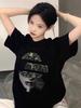 Unisex Retro Hip Hop Face Print Plus Size T-Shirt for Men and Women - Trendy Loose Fit for Couples