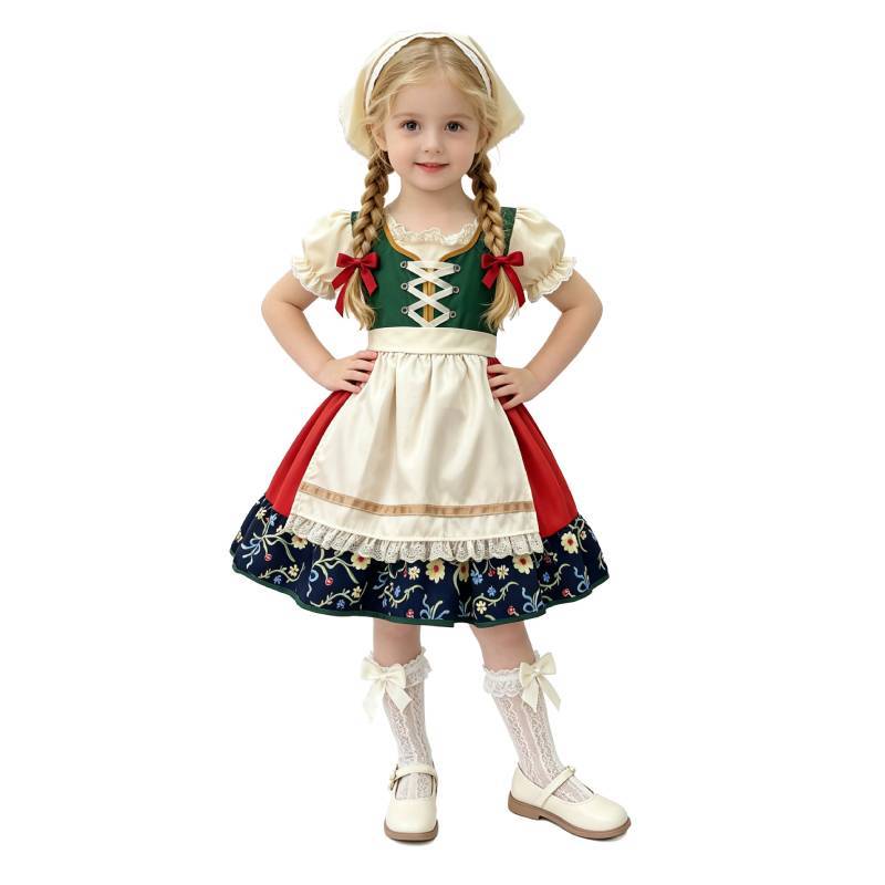 European Fairy Tale Girls Dirndl Costume For Oktoberfest And Stage Performances