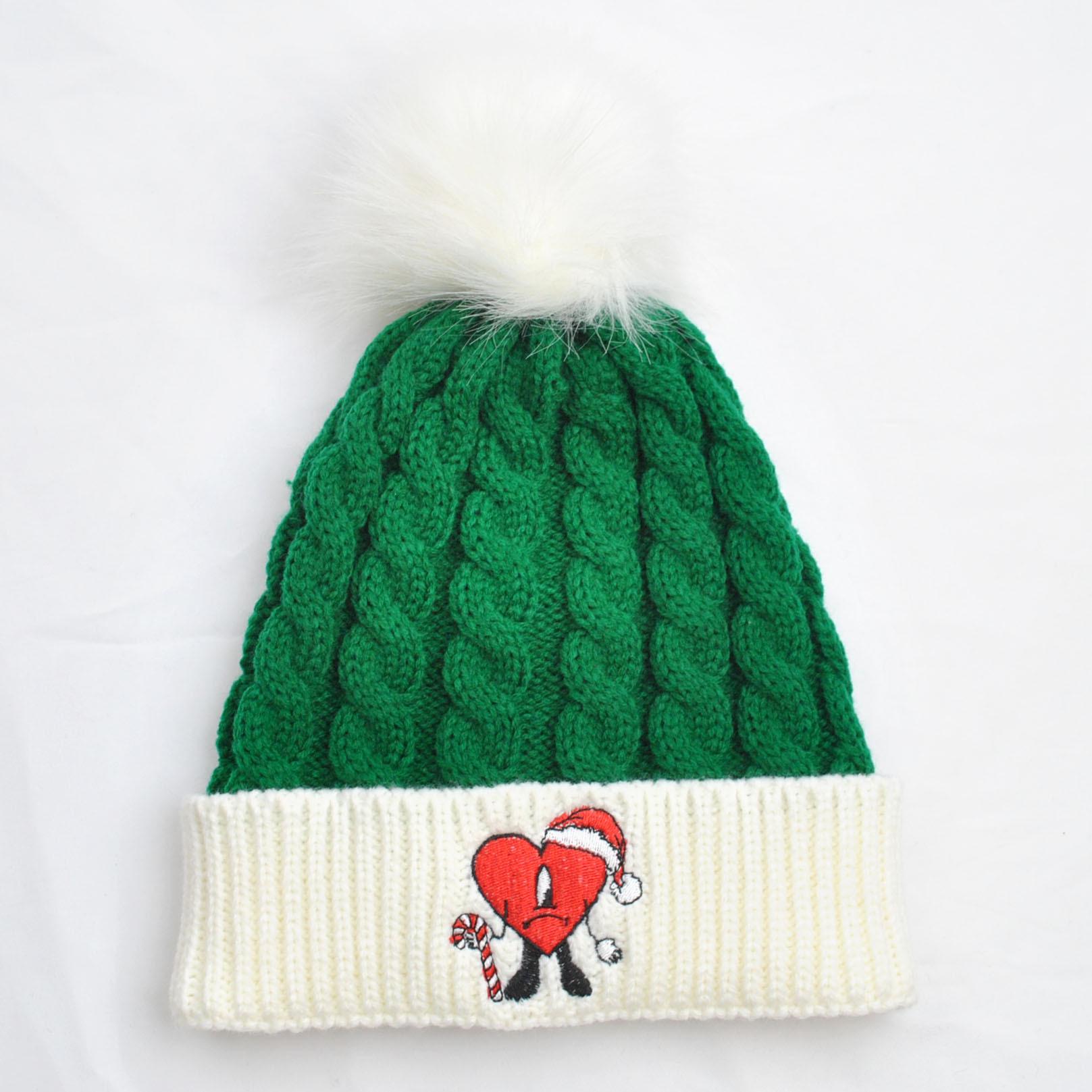 

Женская шерстяная шапка с помпоном и кабельным узором - Осенне-зимняя теплая рождественская шапка Adult (54-59cm)