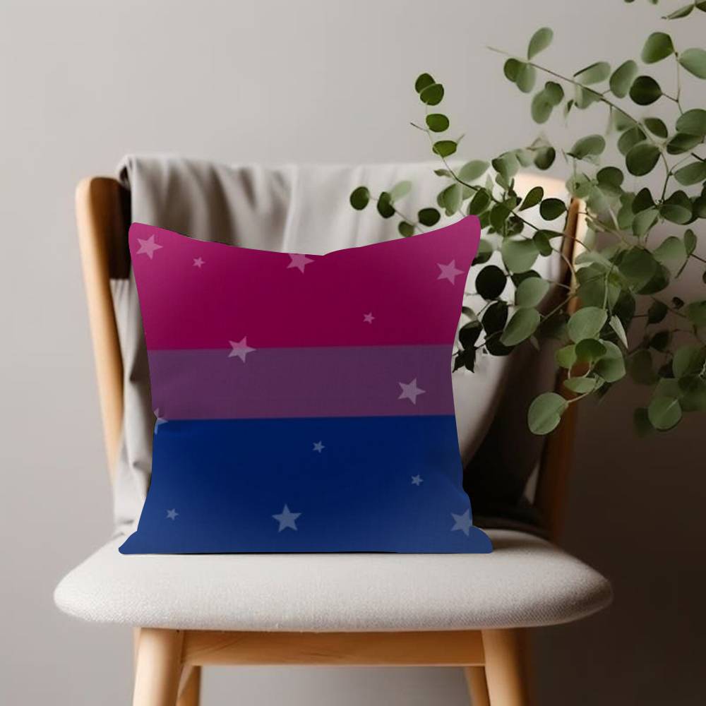LGBT Bisexual Pride Pillow Case Home Double-sided Printing Short Plush Colorfast Microfiber Cushion Cover