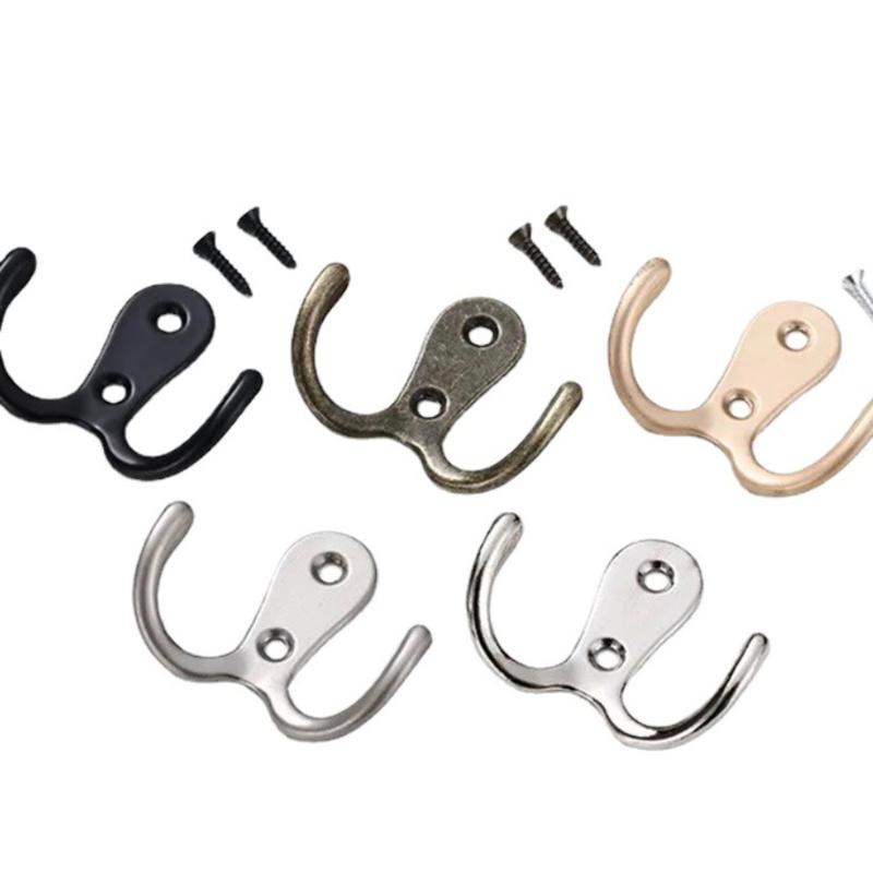 10/5Pcs Coat Hooks Wall-Mounted 2 Hole Towel Hanger For Coats Hat Clothing Home Storage Hook Wall Hook Towel Hanger For Hardware