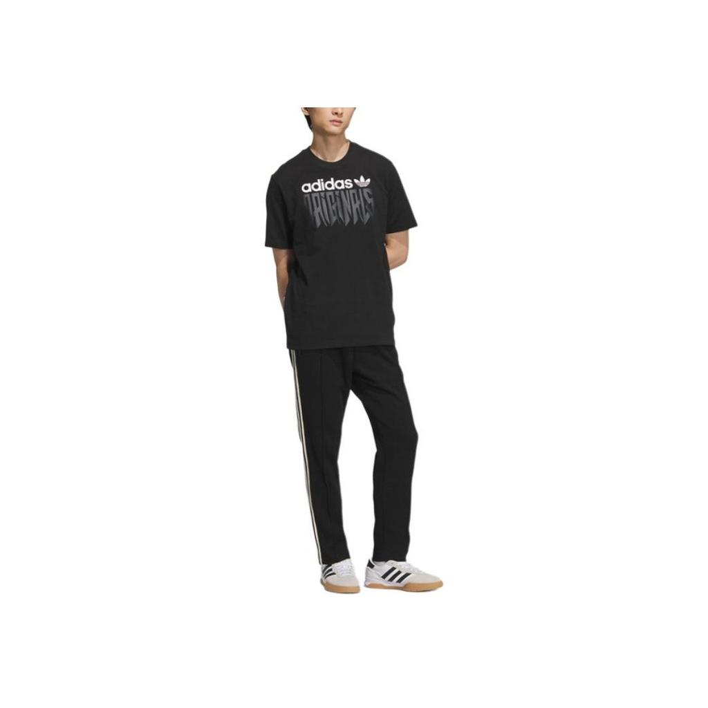 adidas Logo Originals Cor Sólida Moda Versátil Esporte Casual Calças Unissex Calças Preto JX2816