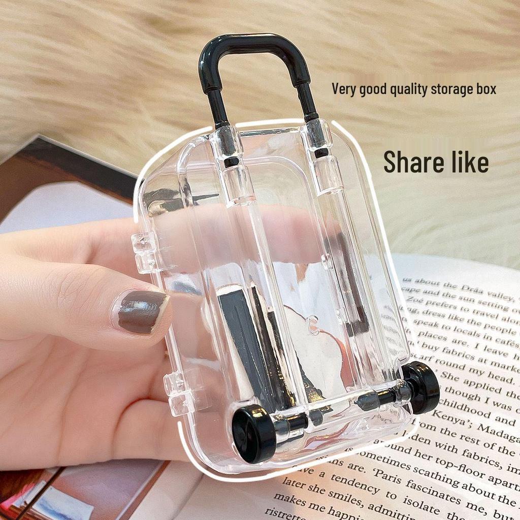 Creative Mini Luggage Storage Box for Wedding Candy, Nail Art Accessories, and Toys - Transparent Small Box.