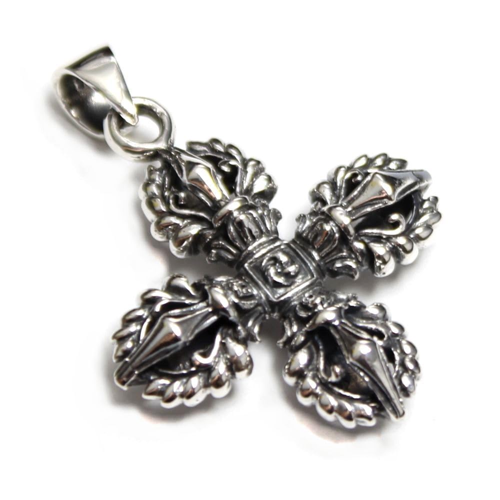 [Mizar] Tibetan Karma Double Dorje Pendant, Sterling Silver 925, Amulet, Men's & Women's
