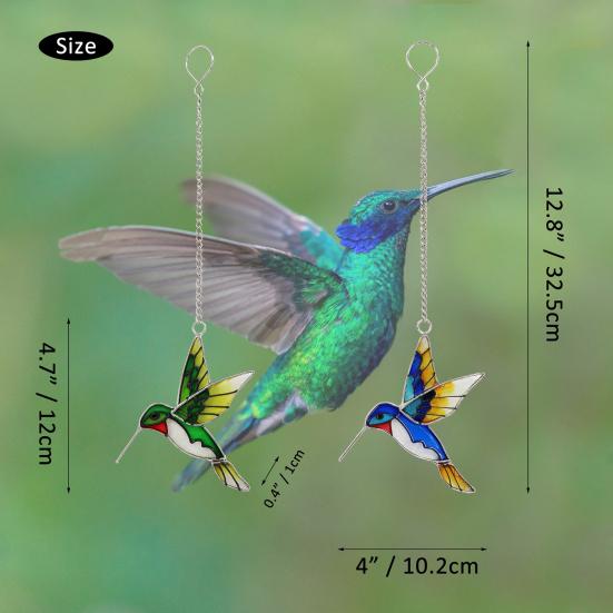 Hummingbird Sun Catcher Stained Glass Hummingbird Suncatcher Colorful Bird Hanging Decoration for Windows Garden Yard Outdoor