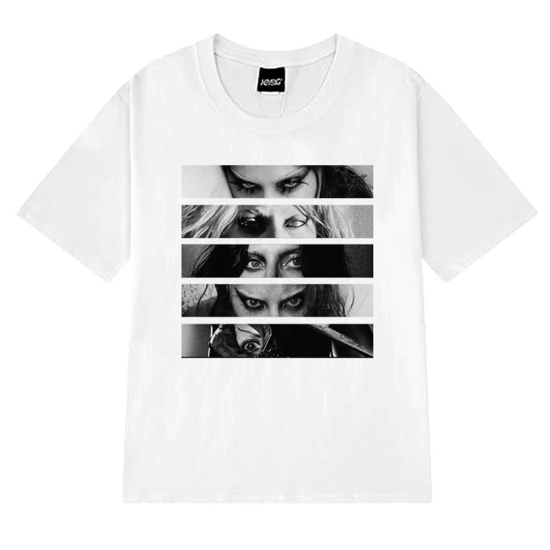 Hot Sale Lady Gaga 90s music Graphic T Shirt Unisex gothic Oversized short sleeve T-shirts Men Women black 100% Cotton clothing