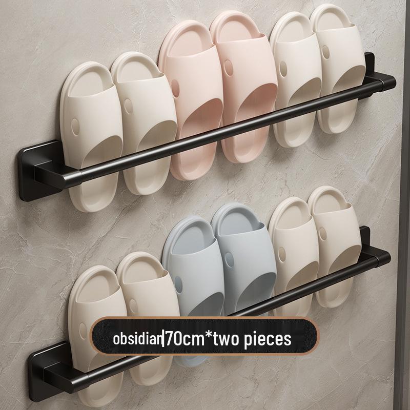Punch-Free Wall-Mounted Bathroom Slipper Rack and Draining Storage Hanger