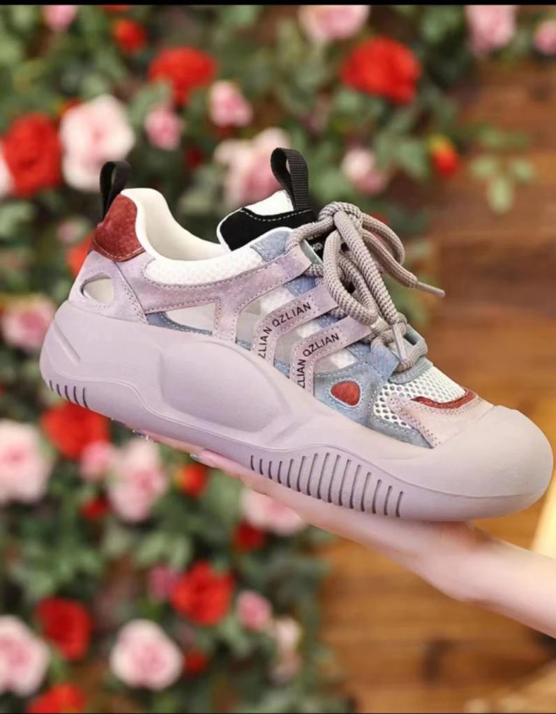 fashion 2024 Hot Sale Women's Shoes Lace-up Women's Vulcanize Shoes Fashion Round Head Ladies Casual Shoes New Mesh Breathable Sneakers