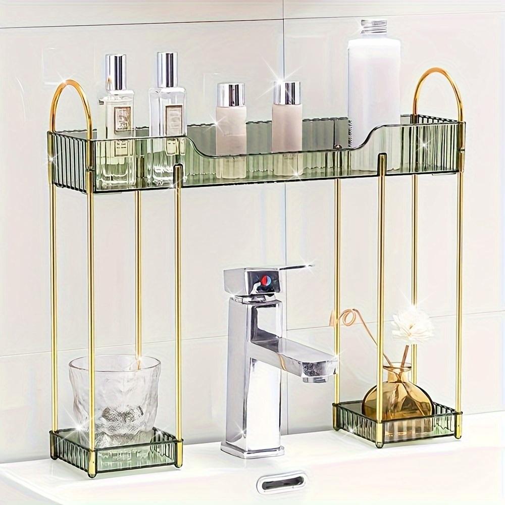 

2-Tier Bathroom Countertop Organizer, Multicolor Plastic Storage Shelf for Cosmetics & Toiletries, Space-Saving Vanity Holder светло-зеленый