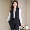 Damenweste im koreanischen Stil Mode Frühling Herbst Lässiges Blazer-Jackett mit Rückenschlitz