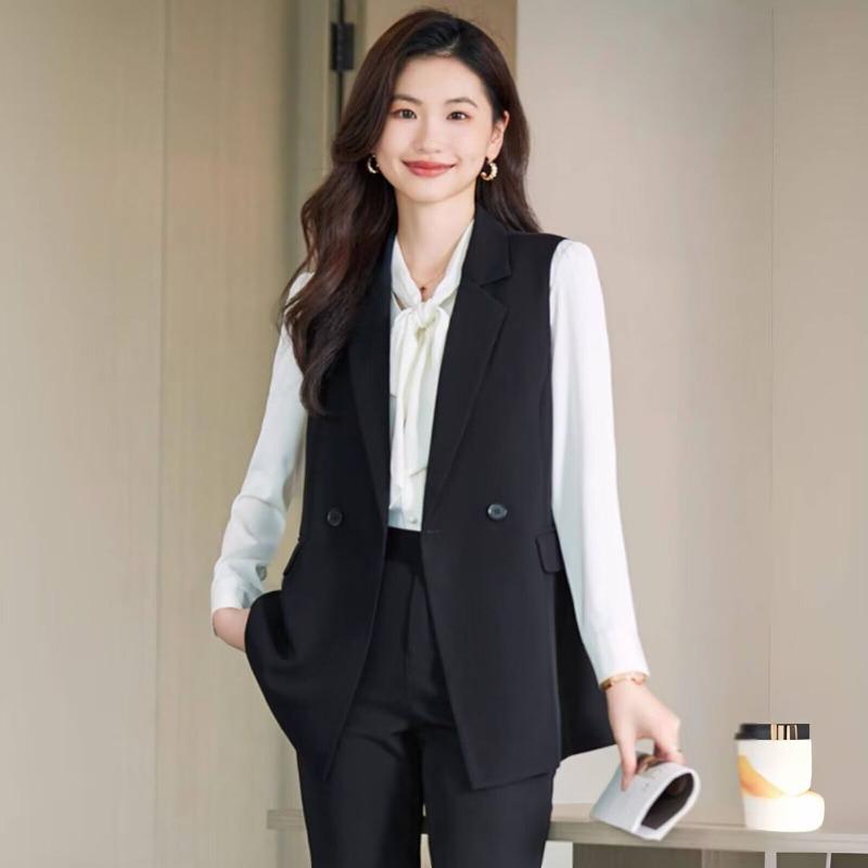 Korean Style Women Vest Fashion Spring Autumn Casual Blazer Jacket with Back Slit