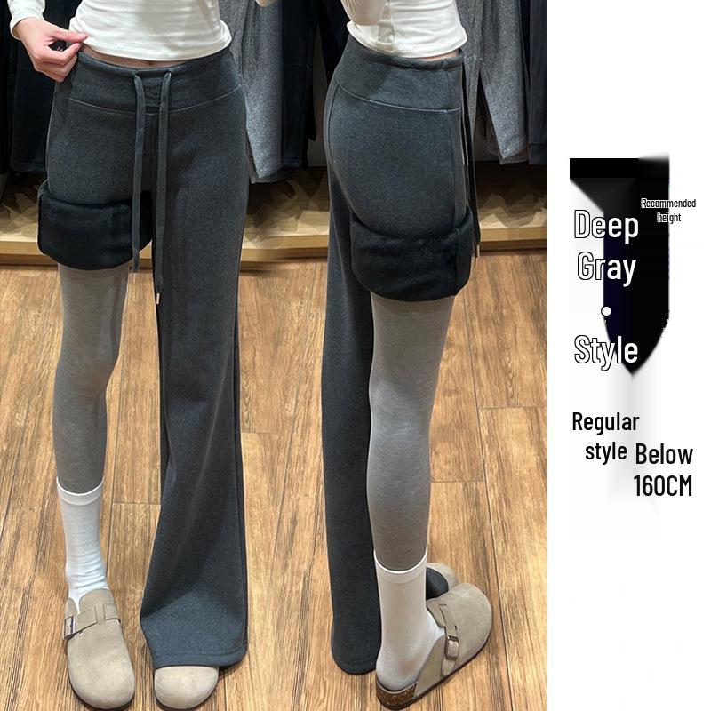 Women s High-Waist Velvet Wide-Leg Sweatpants, Black, Petite, Loose Drape, Autumn/Winter 2025. Extra Large