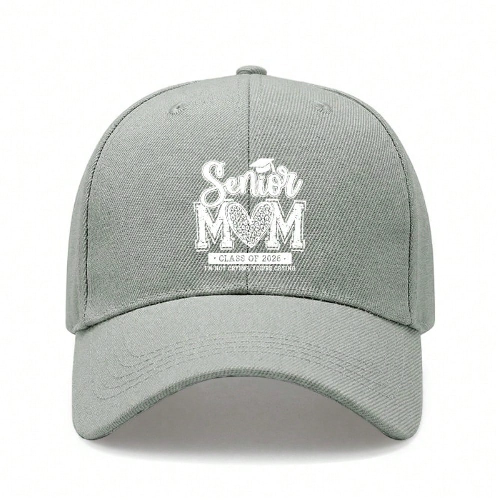 [Graduation Baseball Cap] Senior Mom Class Of 2026 Print Adjustable Breathable Lightweight  Polyester Sun Protection Curved Brim Baseball Hat -