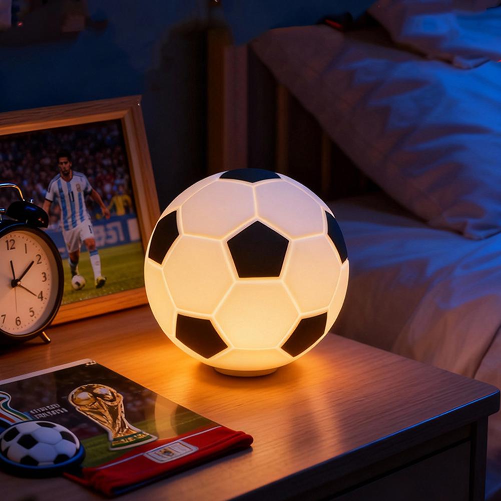 1pc 12.5cm/4.9in 3D Football Night Light Bedroom Desktop Decoration Soccer Lamp Powered Perfect Gift For Teenagers Decor