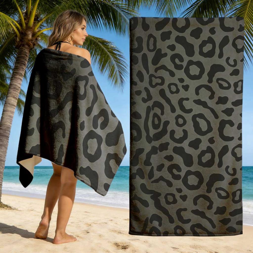 Leopard Print Beach Towel Polyester Material Durable Lightweight Portable For Beach Vacation Bath Swimming Diving Travel