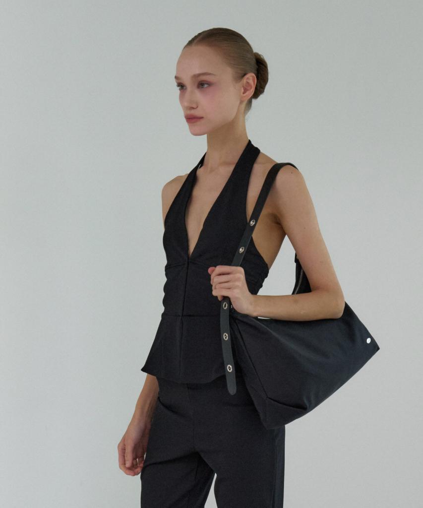 Gocce Dave Eyelet Hobo Bag_Nylon Black Gn301K