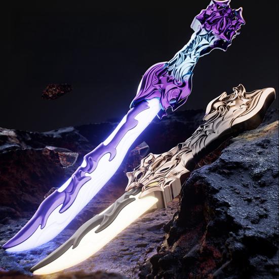 Folding Double Edged Swords Rechargeable LED Light Swords Toy Interactive Multiplayer Battle Toy