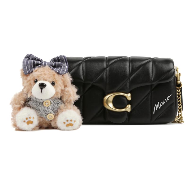 

COACH shoulder bag [Customized bag] Tabby 18 Jiuqi black card croissant gentle temperament hand-painted graffiti pendant sheepskin Lazy little bear чорний