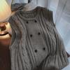 Elegant Double Breasted Vest Cardigan Soft Design Sleeveless Waistcoat Knitted Coat