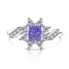 925 Sterling Silver Bright Ice Flower Cut High Carbon Diamond Twist Sunflower RingGood product