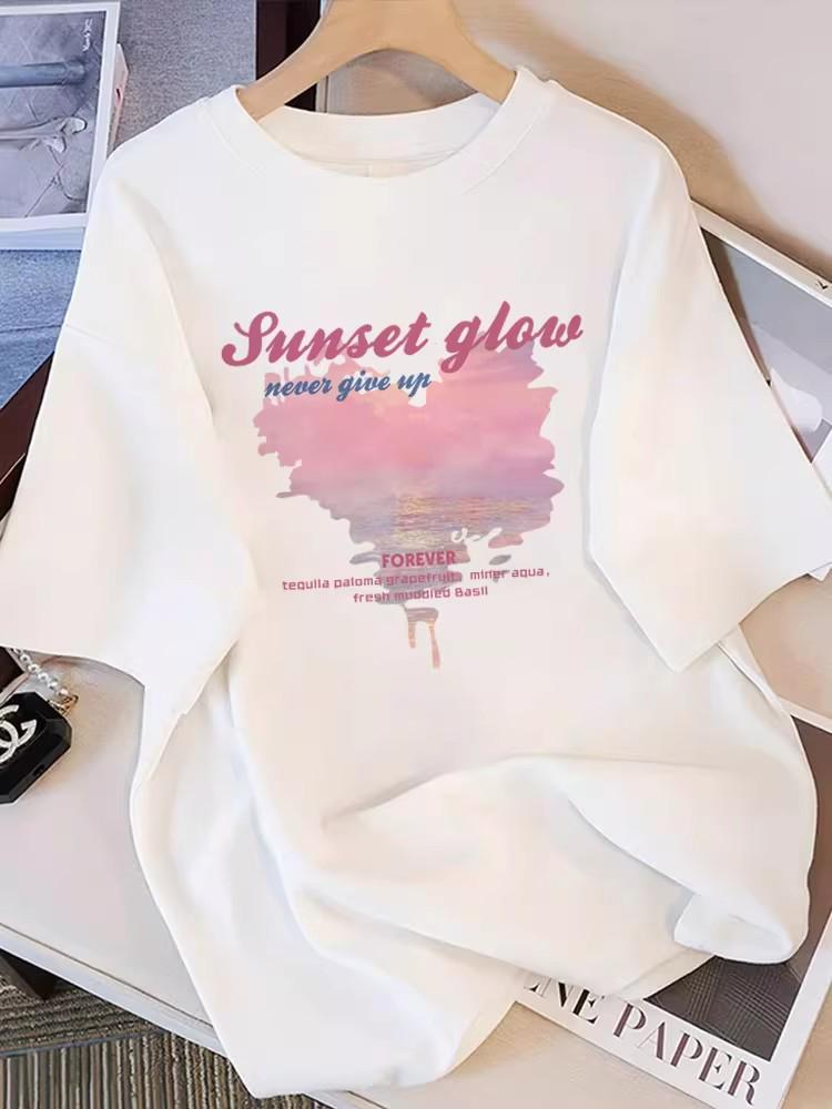 Heart-Shaped Cotton Print Short-Sleeve Women’s T-Shirt: New 2026 Loose Fit, Summer American Style 3XL