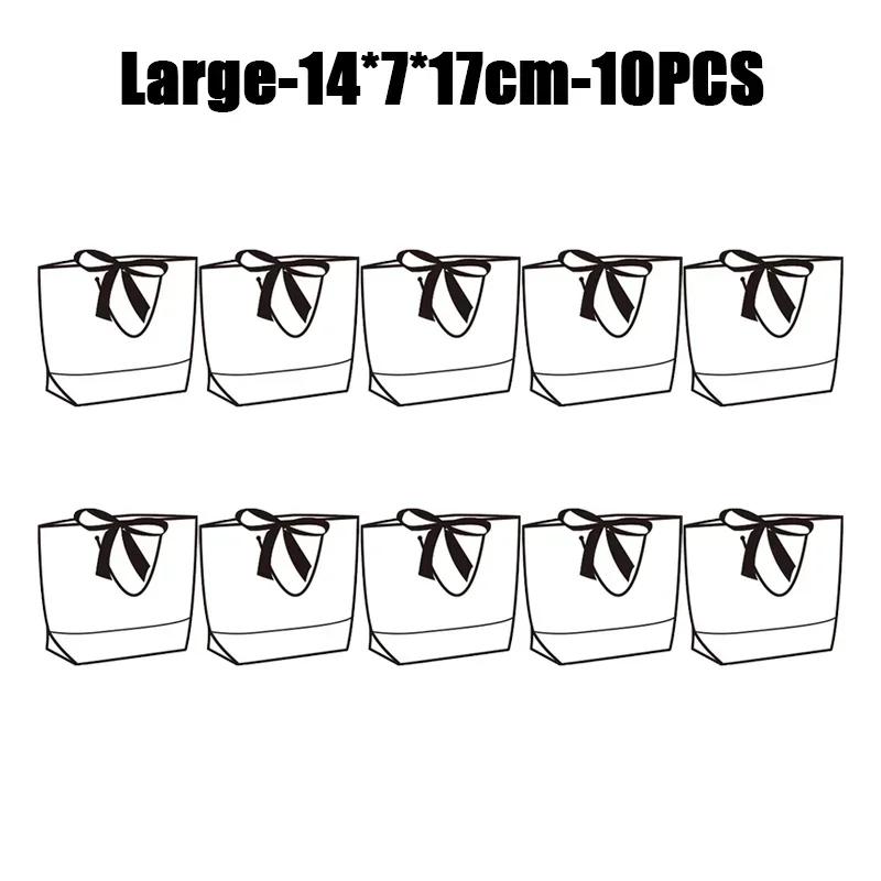 Portable Shopping Handbag White Cardboard Paper Tote With Black Border Gift Packing Bags Large Capacity Sundries Storage