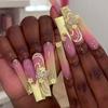 Ultra-Long Butterfly Flower Nail Art Tips with Stickers