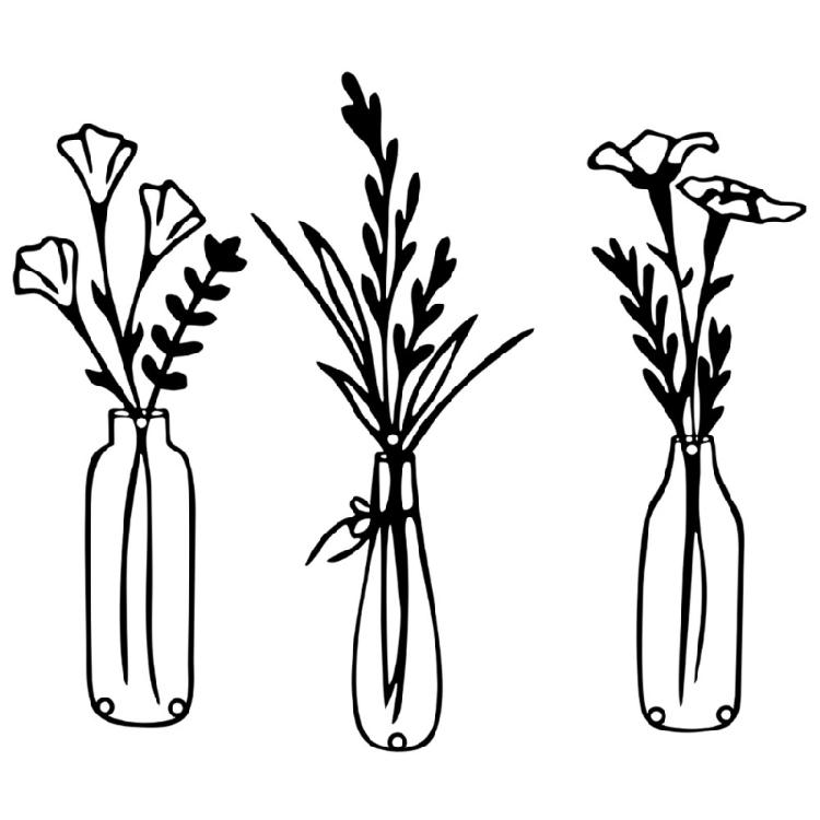 Metal Flower Vase Wall Decorations, Metal Flower Vase Wall Arts Sign Metal Decorations