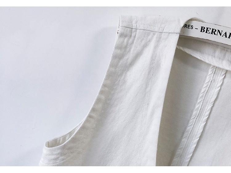 Women's Simple Casual White Denim Sleeveless Vest Jacket for Spring/Summer