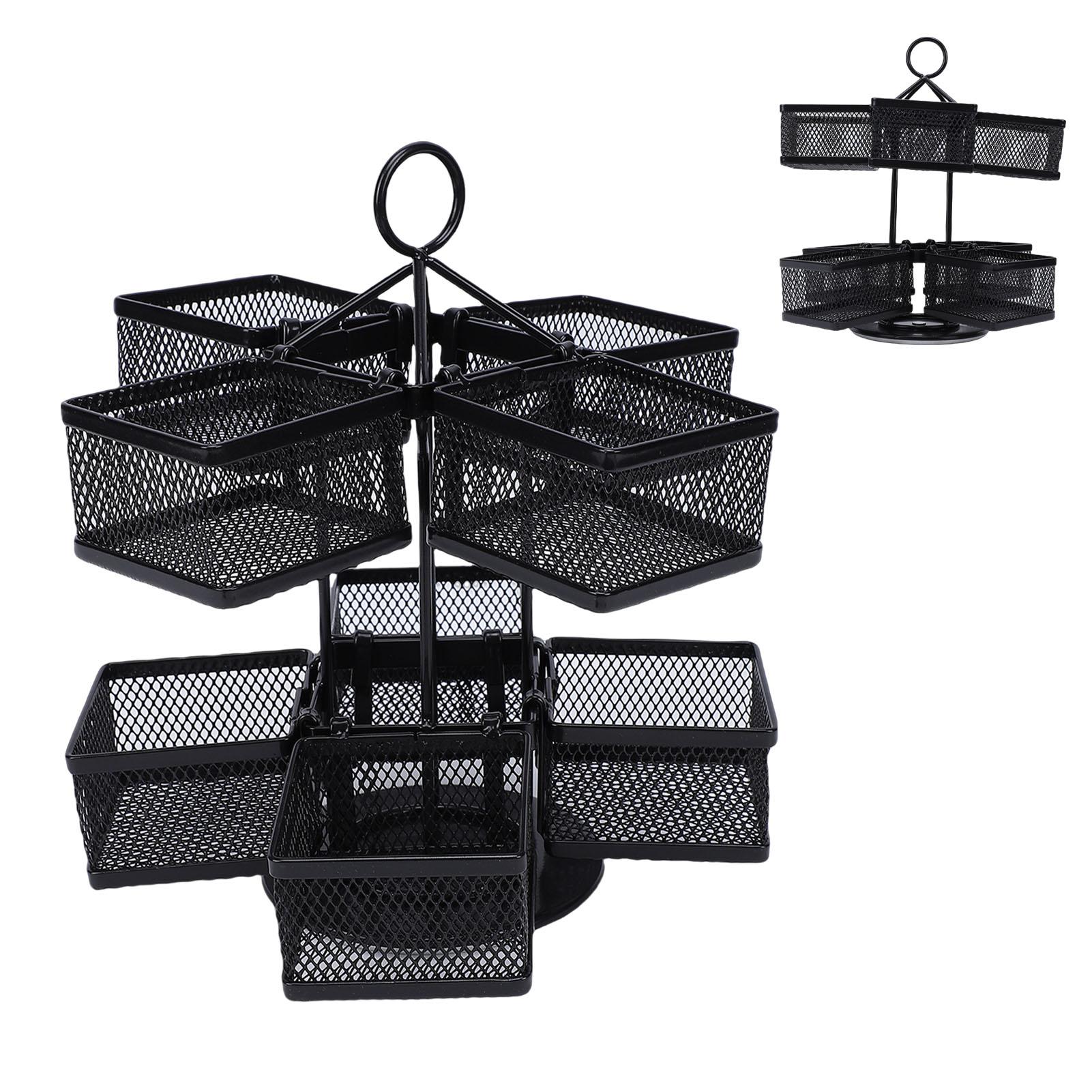 Пакет для чая   Большая емкость 360° Вращающаяся металлическая стойка для хранения пакетиков чая, кофейных пакетиков, пакетиков сахара