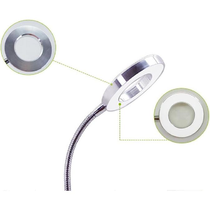 ZJchao Magnifying Lamp, 2.5X Cold Light Lamps with Clamp Desk Magnifier LED USB Beauty Lamp Metal Tube Clip Swing Arm Desk Lamp Book Reading Light