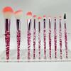Crystal Handle 10-Piece Makeup Brush Set with Glitter, Fiber Hair for Face & Eye