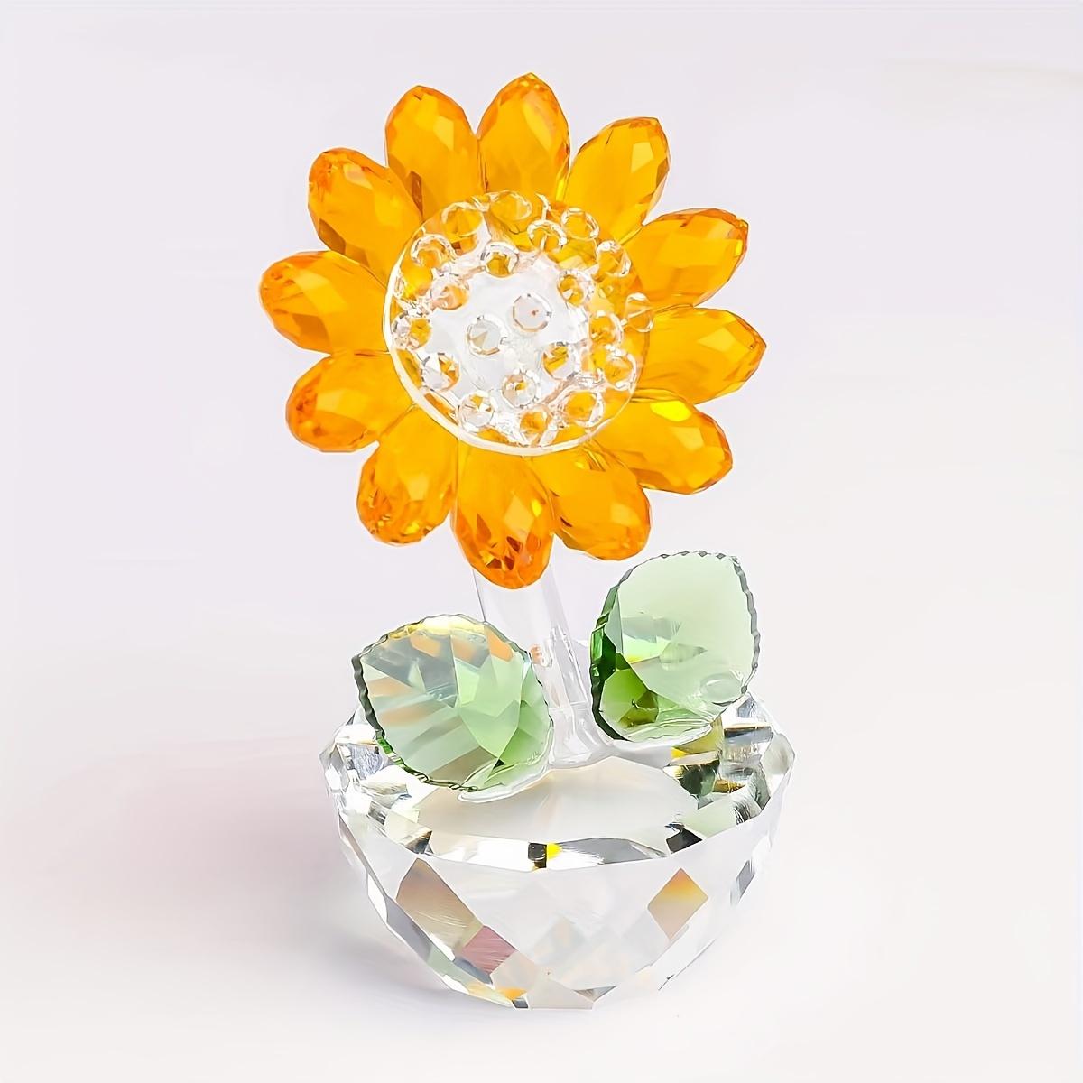 

Crystal Sunflower Figurine, with Bud Glass Bouquet Flower for Thanksgiving, Indoor Outdoor Use, Table Decoration, Home Decor