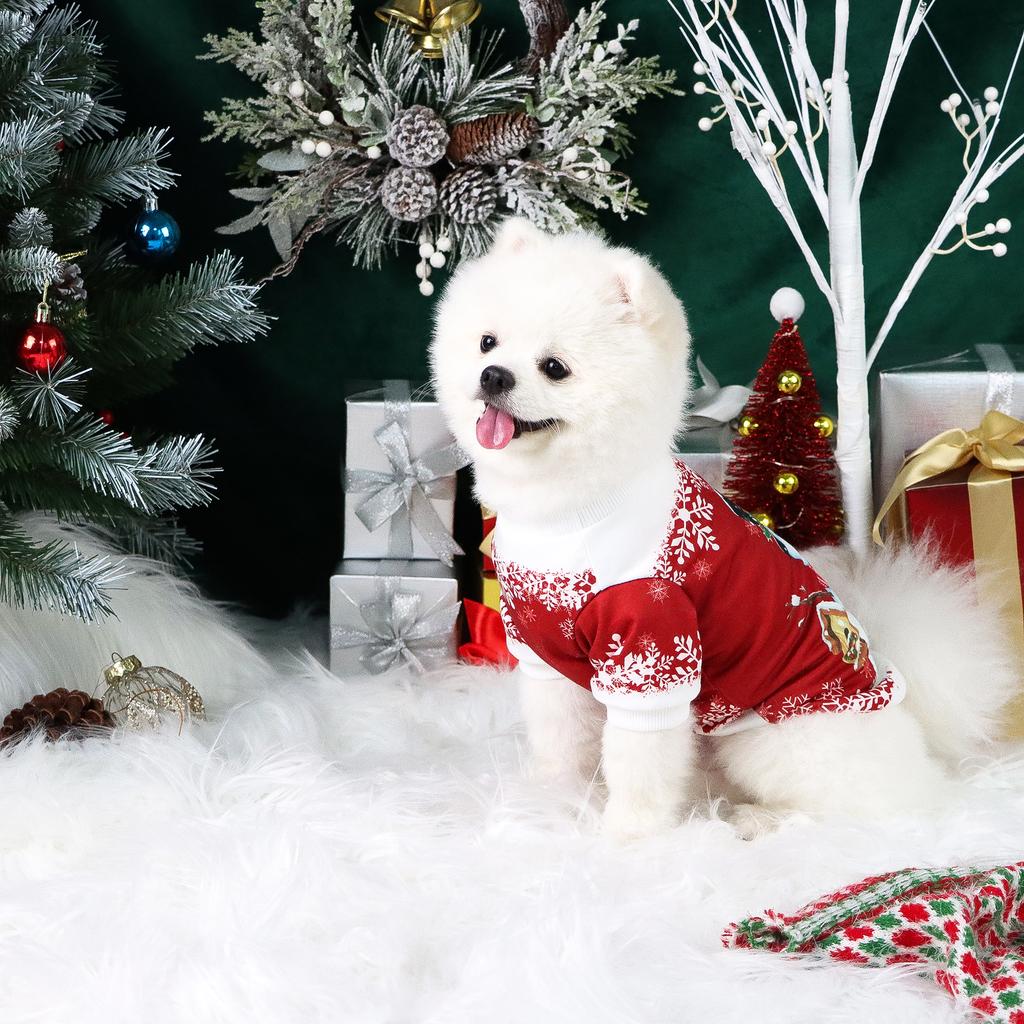 Dog Hoodies for Winter Puppy Clothes with Cute Snowman Printed Sweatshirts for Small Medium Dog Cat Warm and Comfort Shirts with
