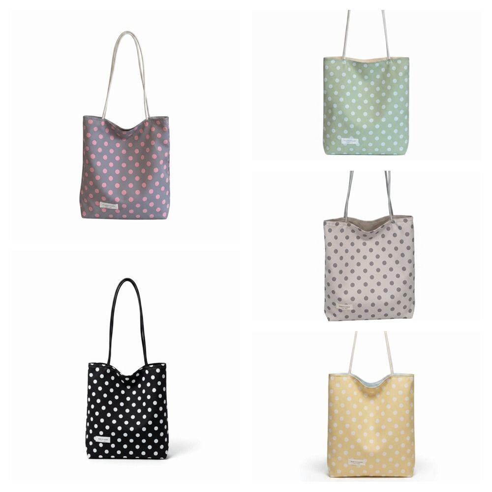 Multi-Color Polka Dot Shoulder Bag Magnetic Buckle Shopping Handbag Drawstring Tote Bag Outdoor