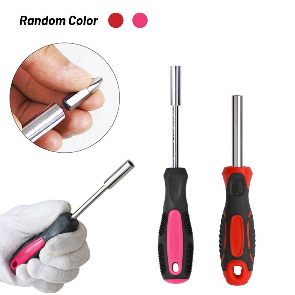Ergonomic Red Screwdriver with Magnetic Bit Holder and 1/4 Inch Hex Drive