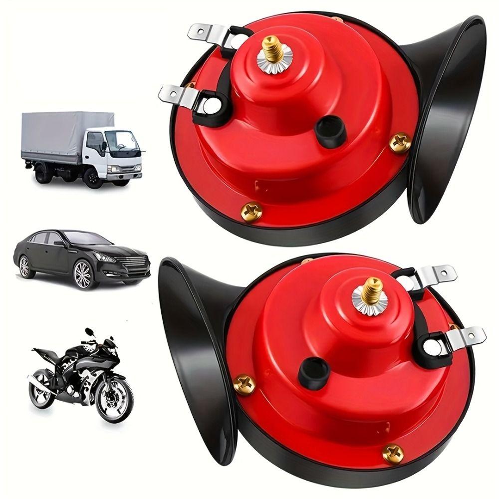 2Pcs 12V/24V Electric Snail Train Horn Waterproof Motorcycles Speaker Loud Car Horn  Universal
