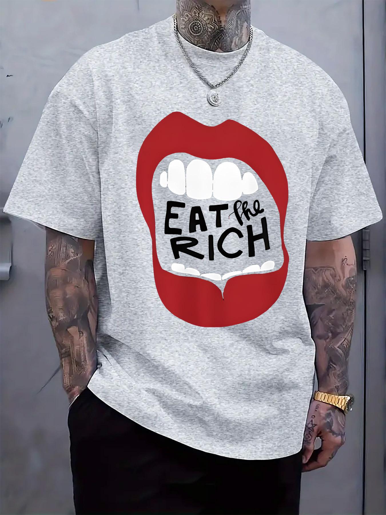 Eat the Rich Graphic Print Short-Sleeve T-shirt - Lightweight Polyester Blend S