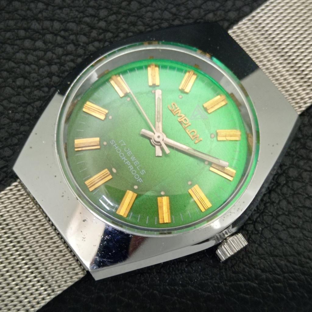 VINTAGE SIMPLON HAND-WINDING SWISS MENS REFURBISHED GREEN DIAL WATCH A704625-1