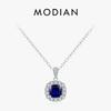 MODIAN 925 Silver Elegant Luxury Geometric Royal Blue Zirconia Pendant Necklaces For Women Anniversary Fine Jewelry