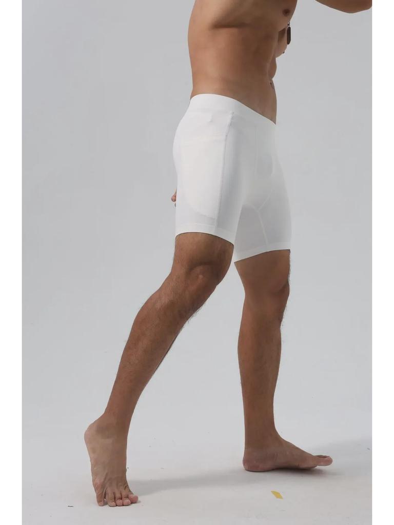 Men's Super Elastic Three-Quarter Ice Silk Tights with Pockets