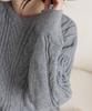 Ppaeppae Round Neck Voluminous Cable Knit Loose Fit Long Sleeve Knit T-Shirt 4 Colors