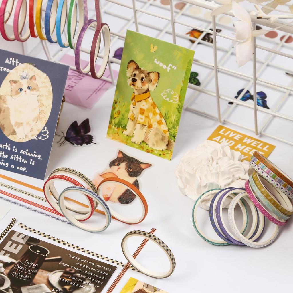 YUBX Masking Große Sammlung von Grundmustern Washi Geometrisch Hochdetailliertes Design für DIY-Geschenke und zum Verzieren von Geschenken Klebeband, 120-teiliges Set, Klebebänder,