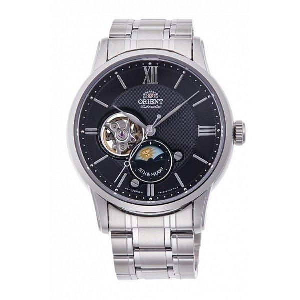 

ORIENT Men s RN-AS0001B (SUN&MOON Semi-Skeleton) Round Watch Silver Stainless Analog