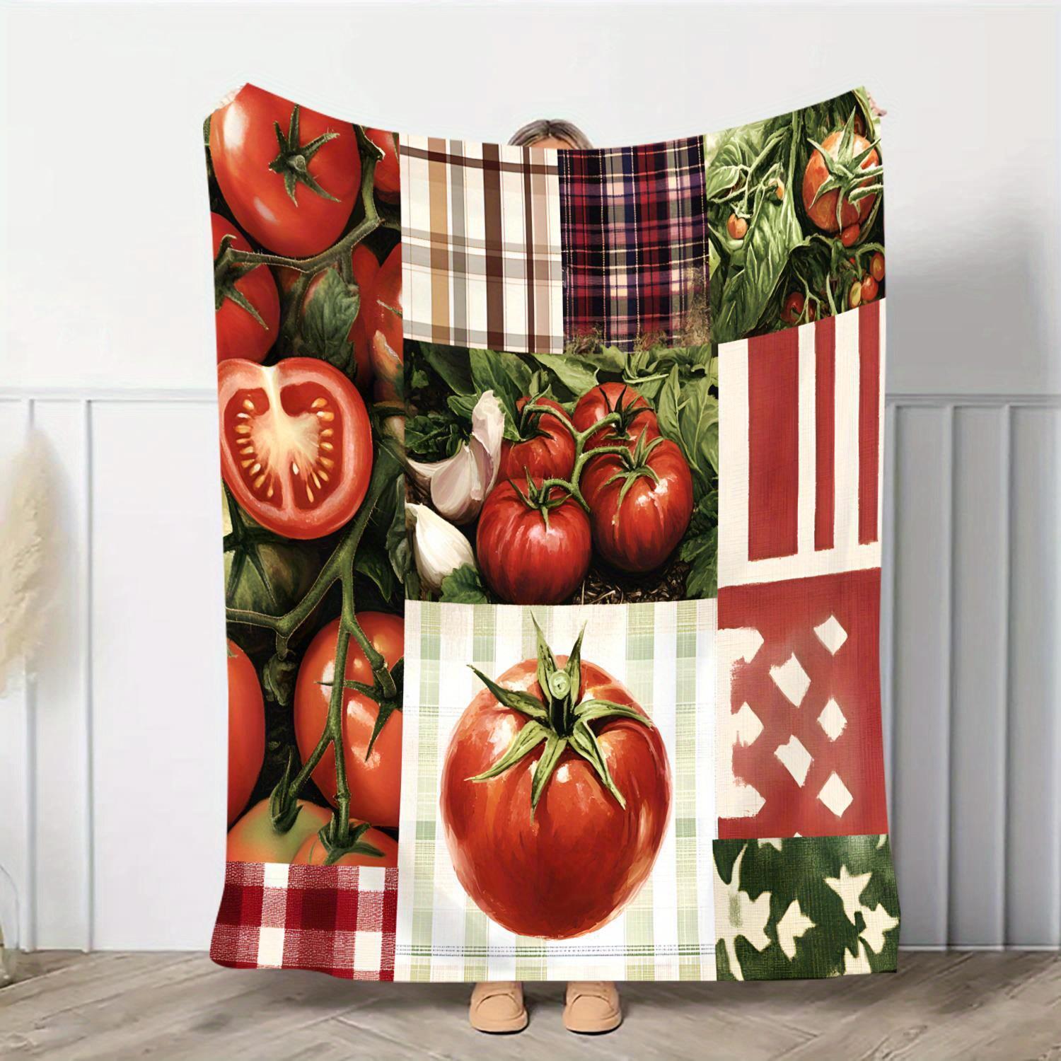 

Tomato mosaic pattern Flannel printed blanket suitable for all seasons suitable for living room office sofa and travel 180x250CM 75x100cm