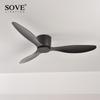 SOVE Moderner Schwarz Weiß Niedriger DC-Motor 30W Deckenventilator Mit Fernbedienung Einfacher Deckenventilator Ohne Licht Heimventilator 220V